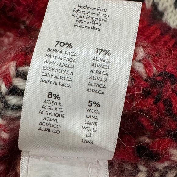 MOTHER The Boat Square Leopard Print Sweater Size Small Red Baby Alpaca Blend - Picture 9 of 13